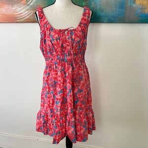 Gap New With Tags Cinched Waist Floral Ruffle Mini Sun Dress Sleeveless Cotton M